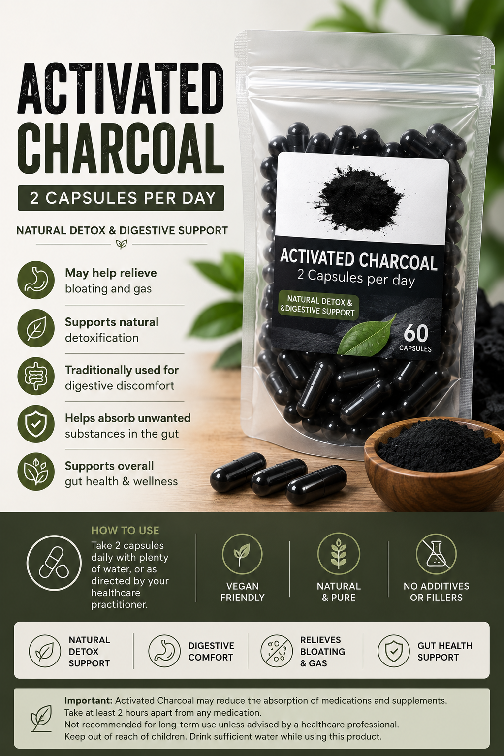 ACTIVATED CHARCOAL 60 CAPS